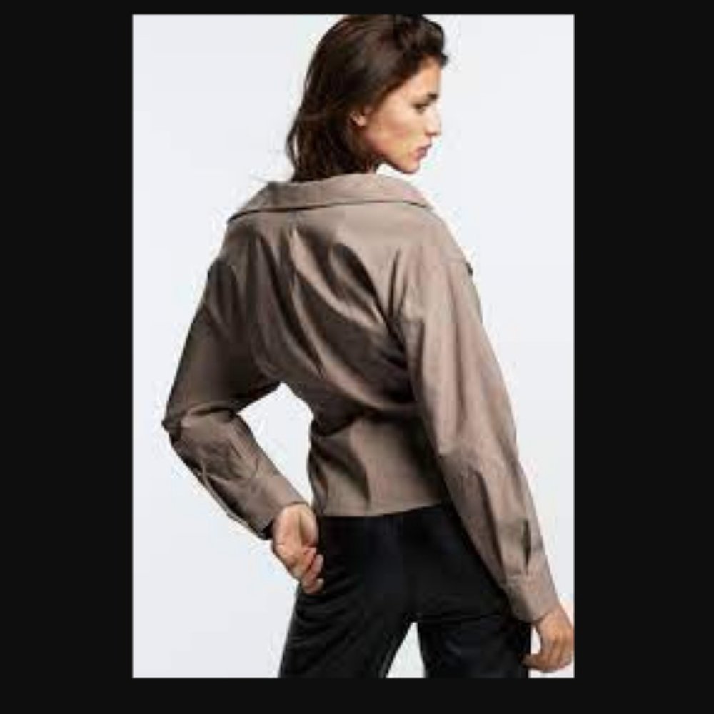 Zara Taupe/Brown Cut Out Shirt NWT - Picture 13 of 15